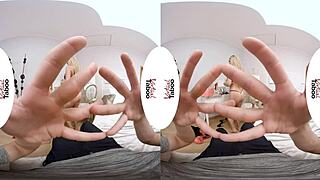 Blonde with big tits feels passion in virtual taboo special gift pov blowjob scene