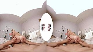 Blonde with big tits feels passion in virtual taboo special gift pov blowjob scene