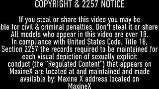 Maxine x's solo scenes with a dildo lead to a cum inside her vagina from Scott Rhodes.