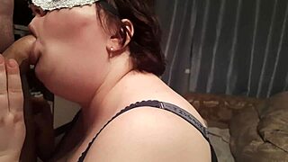 Hot amateur BBW with big tits gives excellent homemade blowjob to her lover, ending in cum in mouth creampie