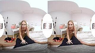 Blonde with big tits feels passion in virtual taboo special gift pov blowjob scene