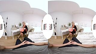 Blonde with big tits feels passion in virtual taboo special gift pov blowjob scene