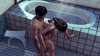 skinny chick banging hard in shower