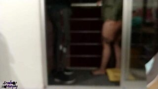 Cum in the mouth on my balcony with my curvy roommate