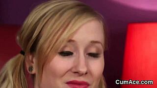 The foxy babe swallows every drop after the facial