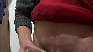 Skinny Guy Jerking Off with Clothes On