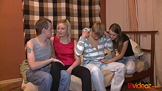 Angela Maria's deepthroat competition and 4 woman fuckfest