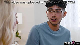 blonde milf sadie summer caught masturbating by young virgin guy. she lures him in for ass licking.