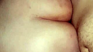 Chubby girl rides lover while husband works.