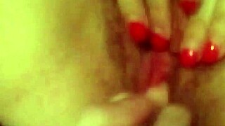 She Fingers Pussy with Gigantic Dildo