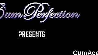 The foxy babe swallows every drop after the facial