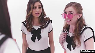 Teens get fucked in an insane virtual group sex session.