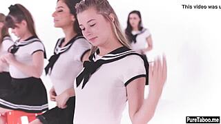 Teens get fucked in an insane virtual group sex session.