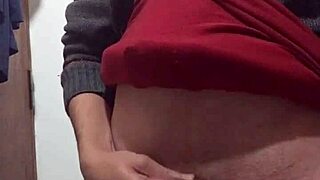 Skinny Guy Jerking Off with Clothes On