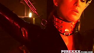 blonde slave gets her mouth toyed by mistress 😈