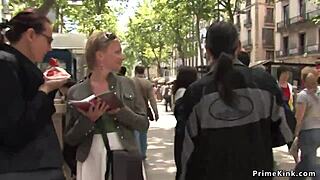 Spanish Blonde Dominated in Public Display