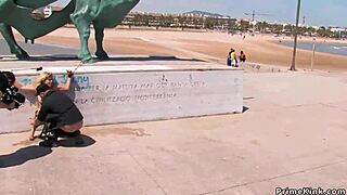 Spanish Blonde Dominated in Public Display