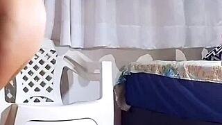 BBW Slut Strips and Uses Giant Dildo