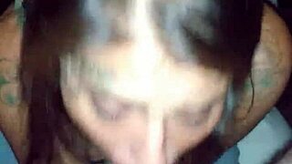 my wife gives amazing blowjob sucking my cock until cumshot all over her face