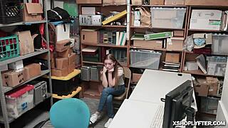 Police officer confronts shoplifter and gives him a lesson in sex.