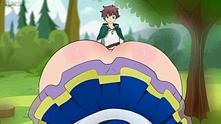 Aqua's short skirt is a godsend in this hentai parody of Mother in Law and Wife.