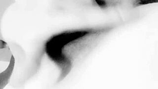 Beautiful amateur with big natural tits uses dildo on her ass close up