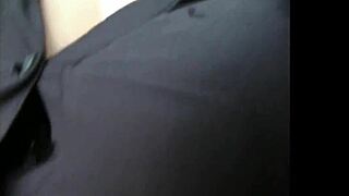 Exhibitionist with big natural tits in the park.