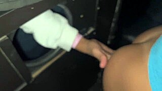 Wife divided in glory holes at swing bar 😈