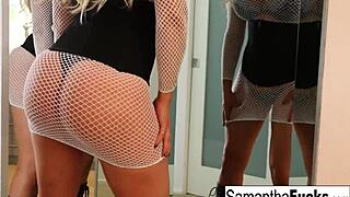 Huge tittied blonde Samantha Saint enjoys some fun activities with her friends