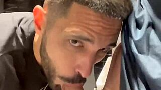 US Guys Dominate Bathroom Handjob Action at the Pool. No Holding Back!