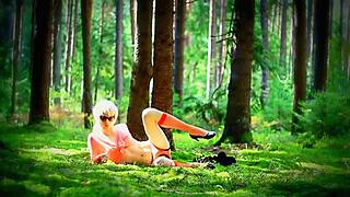 Shemale Teen in the Forest with Toys and Oral Action!