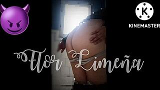 At work she plays alone with Peruvian toys dildo on ass