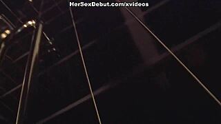 Tattooed Brunette Teen Gets Tight Cunt Fucked In Bathroom