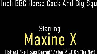 Curvy Brunette Milf Maxine X Oils Up for Deepthroat