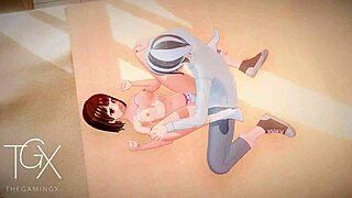Futanari hentai with a sexy girl giving a blowjob and riding the cock in different positions.