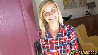 blonde petite teen sucks cock then gets fucked pov