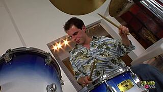 Drummer Enjoys Blonde Slut Sucking Before Riding Her Tight Body