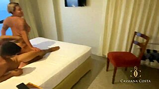 Blonde Brazilian Milf Rides Pussy In Lesbian Cowgirl