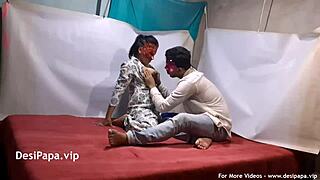 Amateur video of Bhabhi Samira's hot affair with clear Hindi audio and dirty sex lick