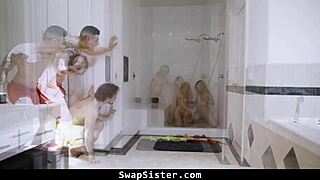 Stepbrothers swap stepsisters in hardcore foursome positions