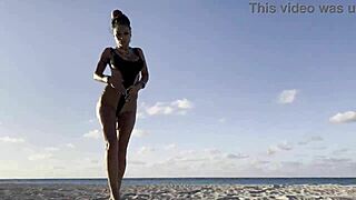 monika fox squirts during solo beach play