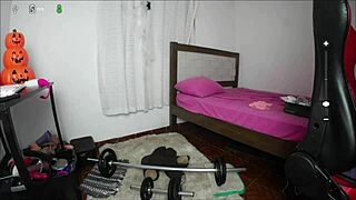 The sexy milf webcam model seduces viewers by exercising and getting wet during her broadcast