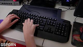 hot brunette fingers her wet pussy hard