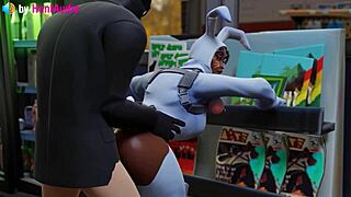 henchman dominates bunny brawler's vagina in standing doggystyle fortnite 3d