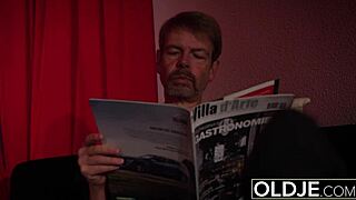 Teen with tight pussy craves old man's hardcore pounding and swallows cum