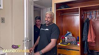 Stepfather in interracial gay couple scene