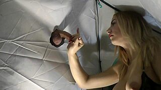 Accidental glory hole cumshot with a sexy milf girlfriend
