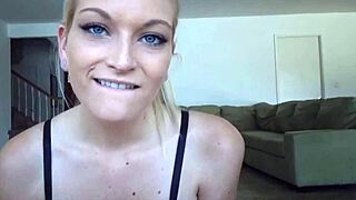 blonde teen feels excited waiting to suck that big cock