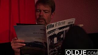 Teen with tight pussy craves old man's hardcore pounding and swallows cum