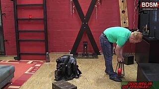 German bdsm roleplay where devoted slave receives painful spankings from latex-clad mistress